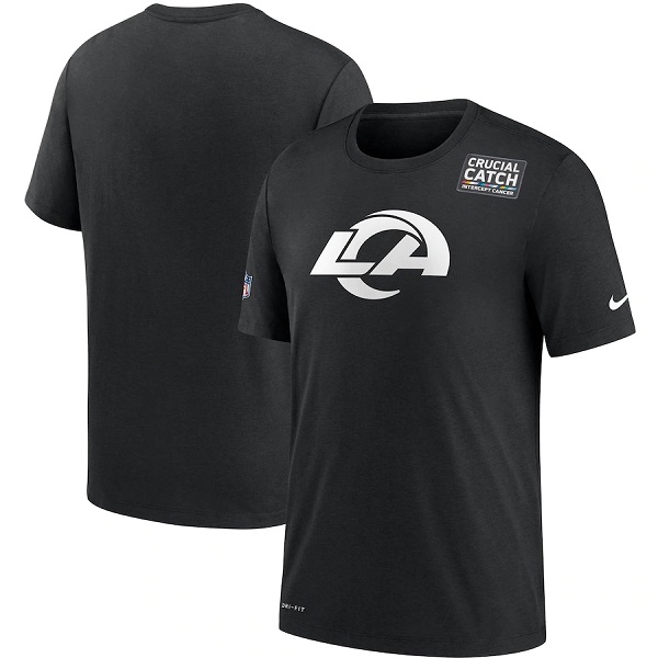 Men's Los Angeles Rams 2020 Black Sideline Crucial Catch Performance T-Shirt